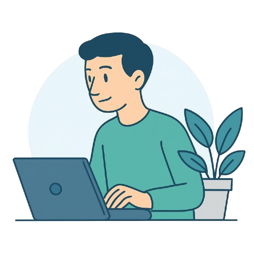 Picture of Boy sitting infron of computer facing right side
